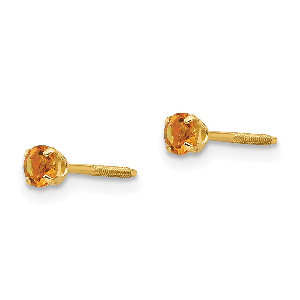 Madi K 3mm Citrine Birthstone Earrings in 14k Yellow Gold