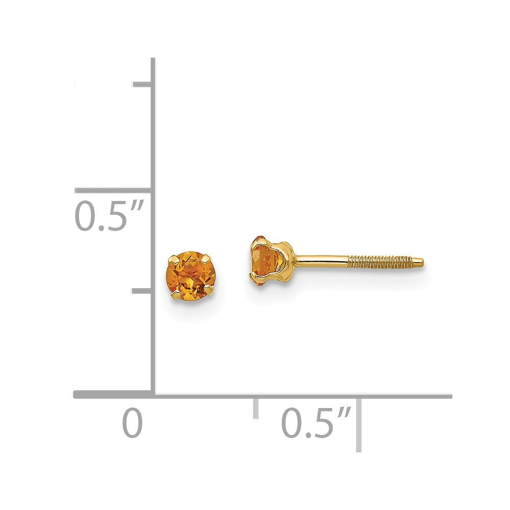 Madi K 3mm Citrine Birthstone Earrings in 14k Yellow Gold