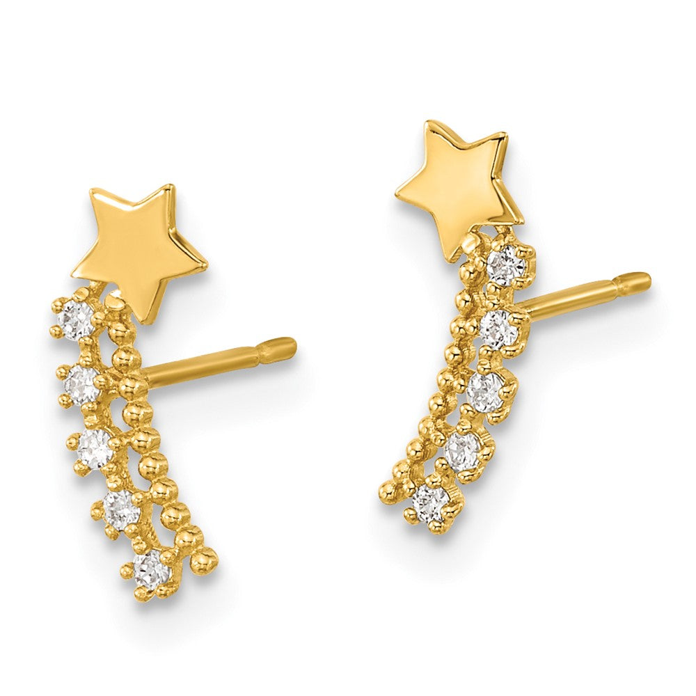 Madi K Kids CZ Shooting Star Post Earrings in 14k Yellow Gold