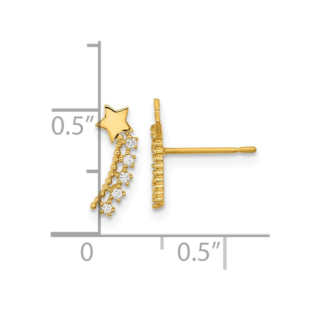Madi K Kids CZ Shooting Star Post Earrings in 14k Yellow Gold