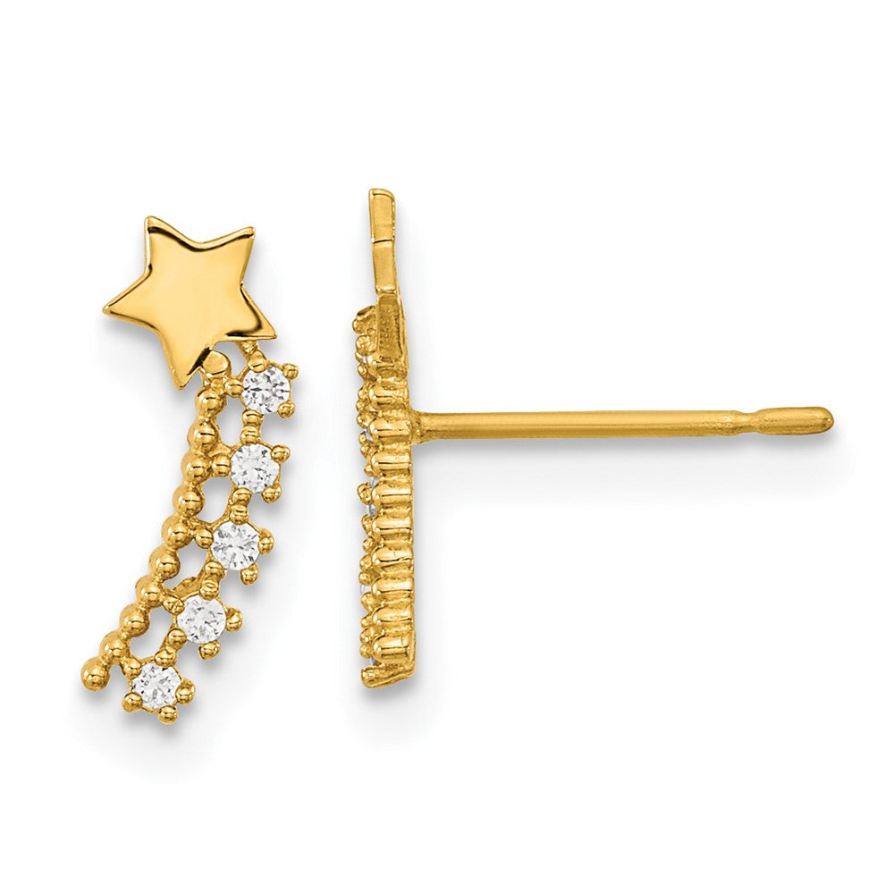 Madi K Kids CZ Shooting Star Post Earrings in 14k Yellow Gold