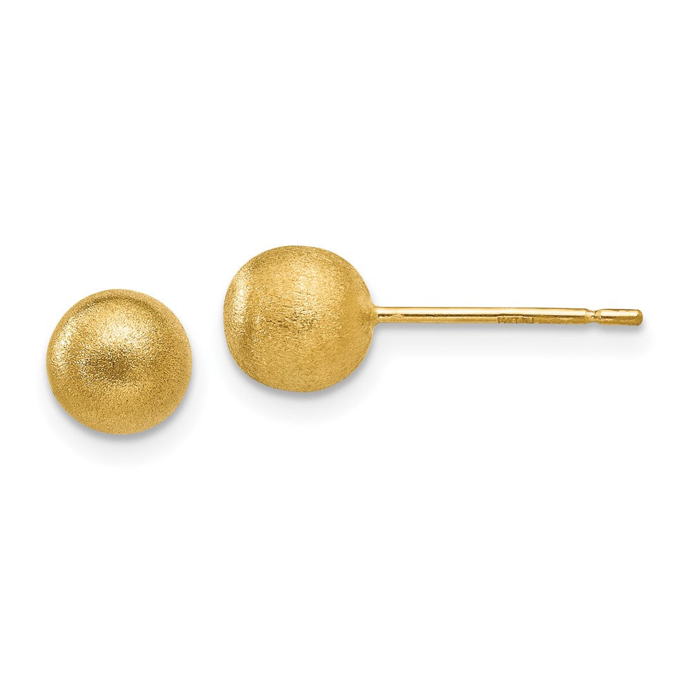 6mm Satin Ball Post Earrings in 14k Yellow Gold