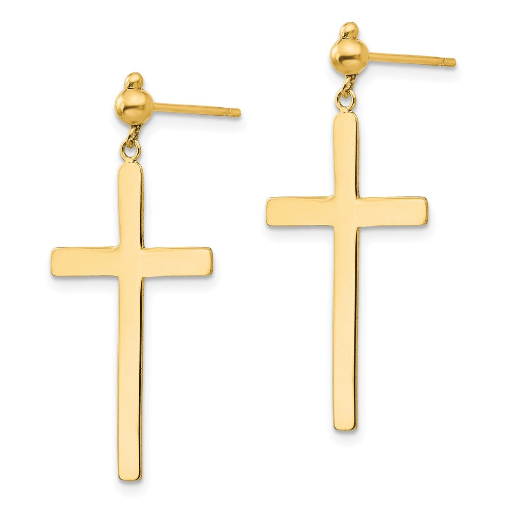 Cross Dangle Post Earrings in 14k Yellow Gold