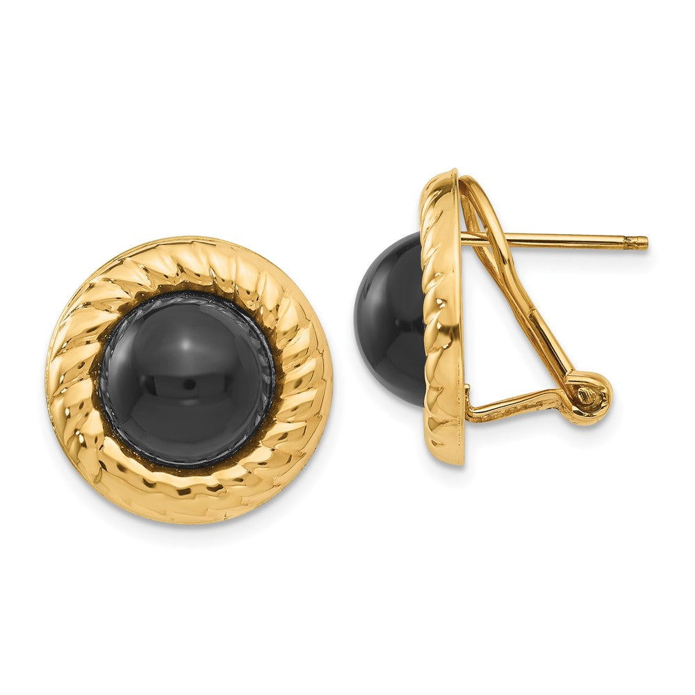 Onyx Fancy Earrings in 14k Yellow Gold