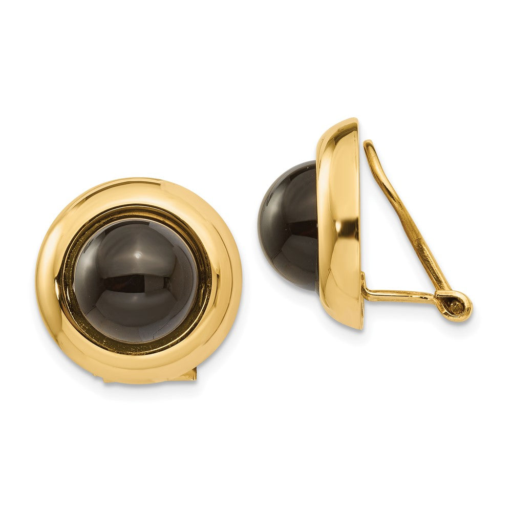 Omega Clip Onyx Non-pierced Earrings in 14k Yellow Gold