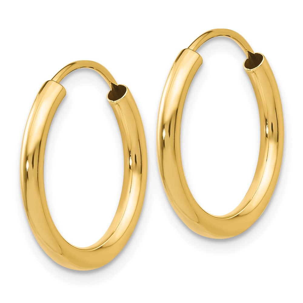 Polished Round Endless 2mm Hoop Earrings in 14k Yellow Gold
