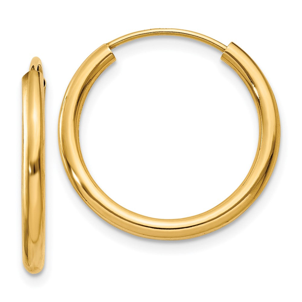 Polished Round Endless 2mm Hoop Earrings in 14k Yellow Gold
