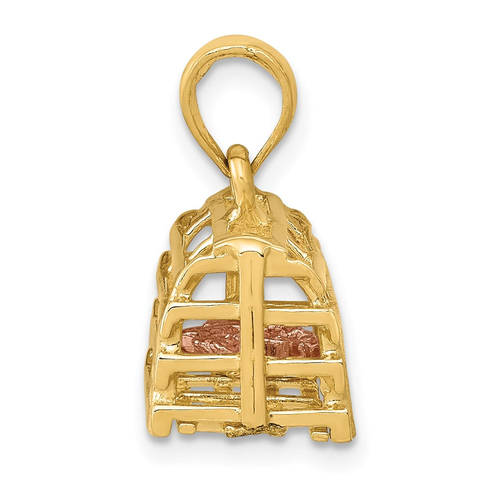 Two-Tone Polished 3-D Lobster Trap Pendant in 14k Yellow & White Gold