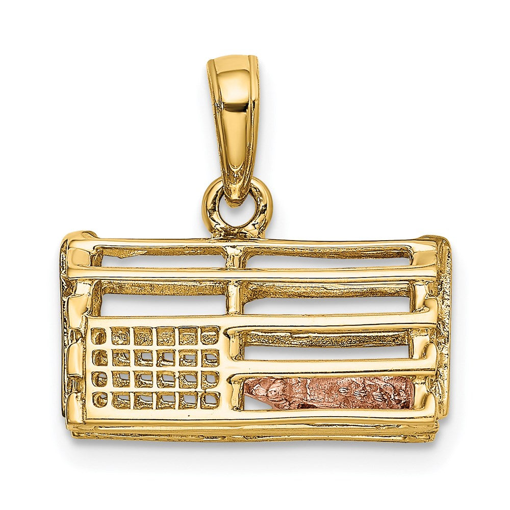 Two-Tone Polished 3-D Lobster Trap Pendant in 14k Yellow & White Gold