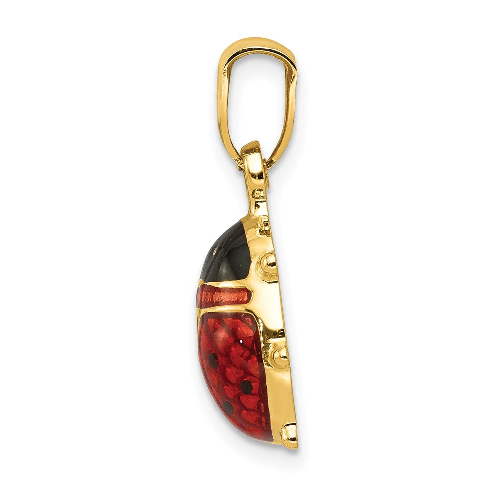 Enameled Ladybug Charm in 14k Yellow Gold