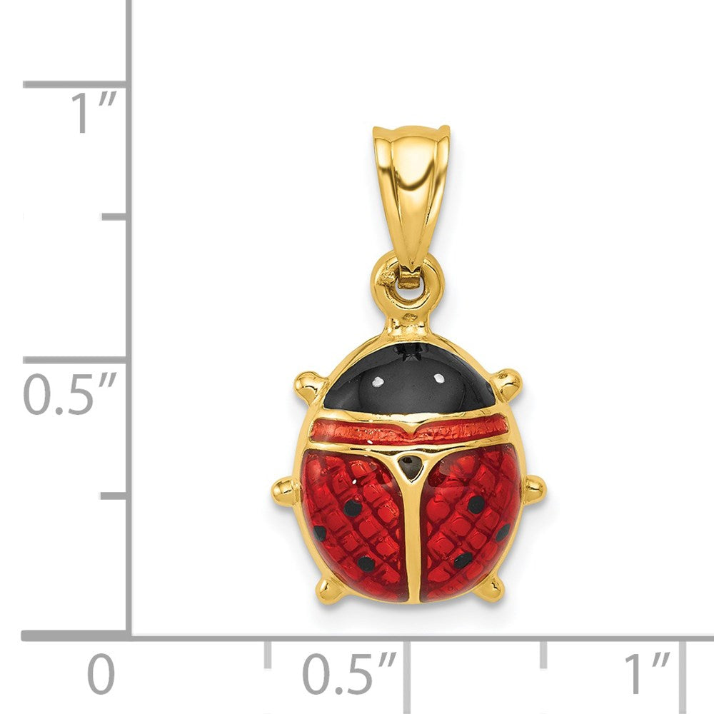 Enameled Ladybug Charm in 14k Yellow Gold