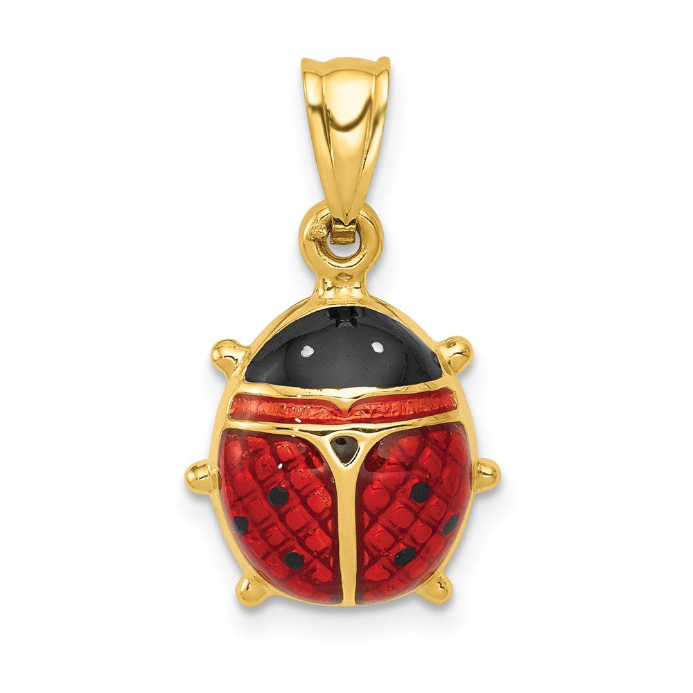 Enameled Ladybug Charm in 14k Yellow Gold