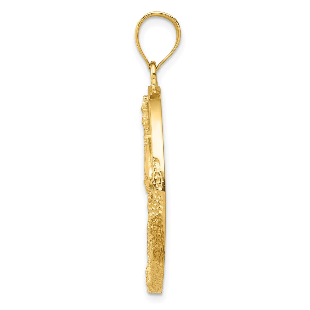Lab Created Opal Lighthouse Sailboat Pendant in 14k Yellow Gold
