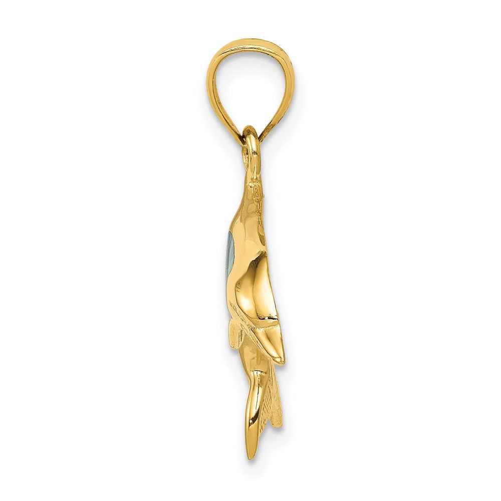 Lab Created Opal Dolphin Pendant in 14k Yellow Gold