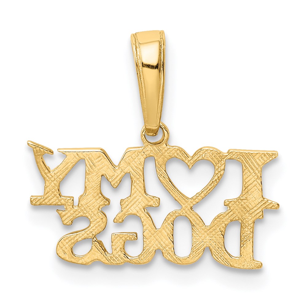 I HEART MY DOGS Pendant in 14k Yellow Gold