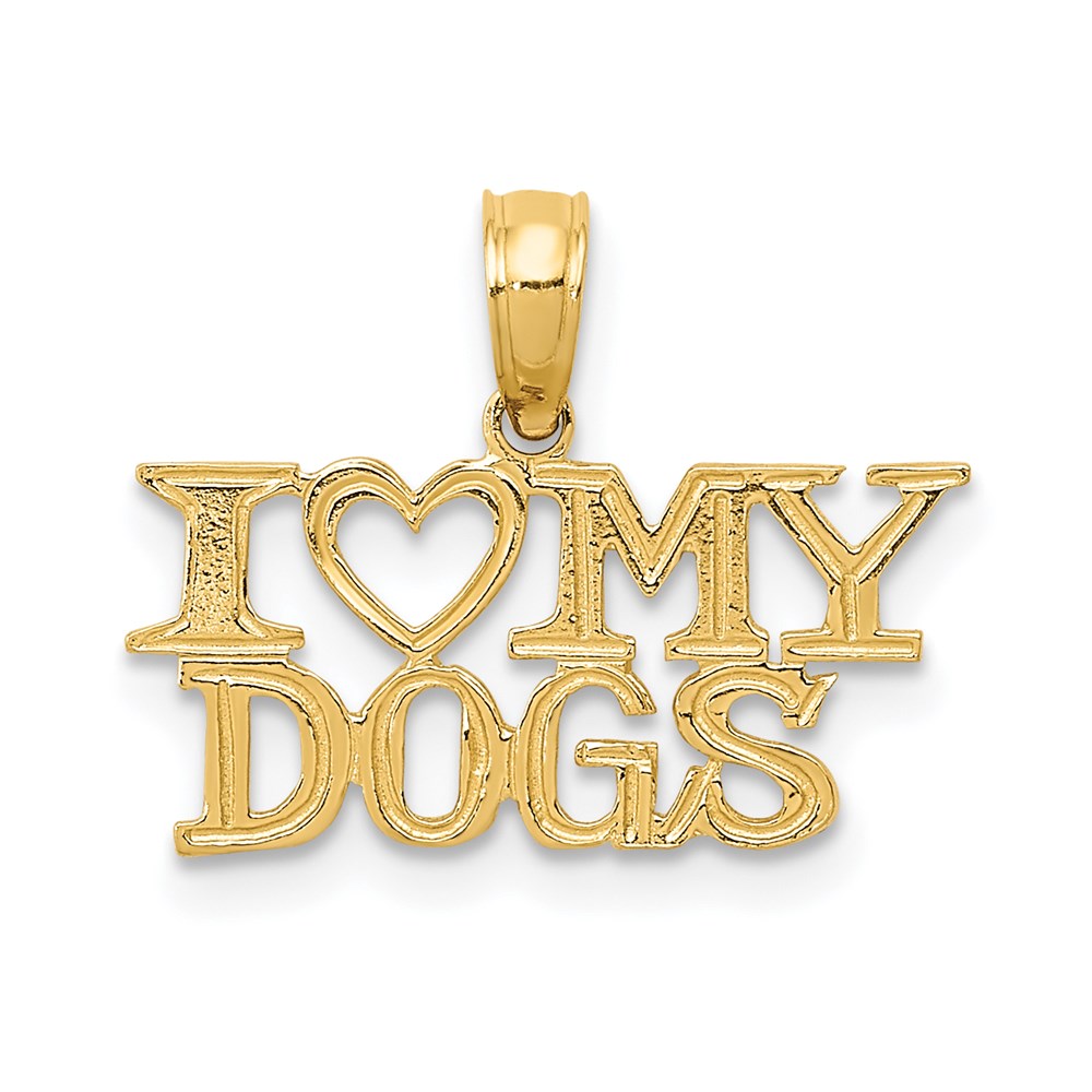 I HEART MY DOGS Pendant in 14k Yellow Gold