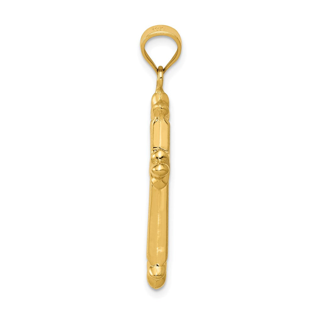 Reversible Diamond-cut Cross Pendant in 14k Yellow Gold