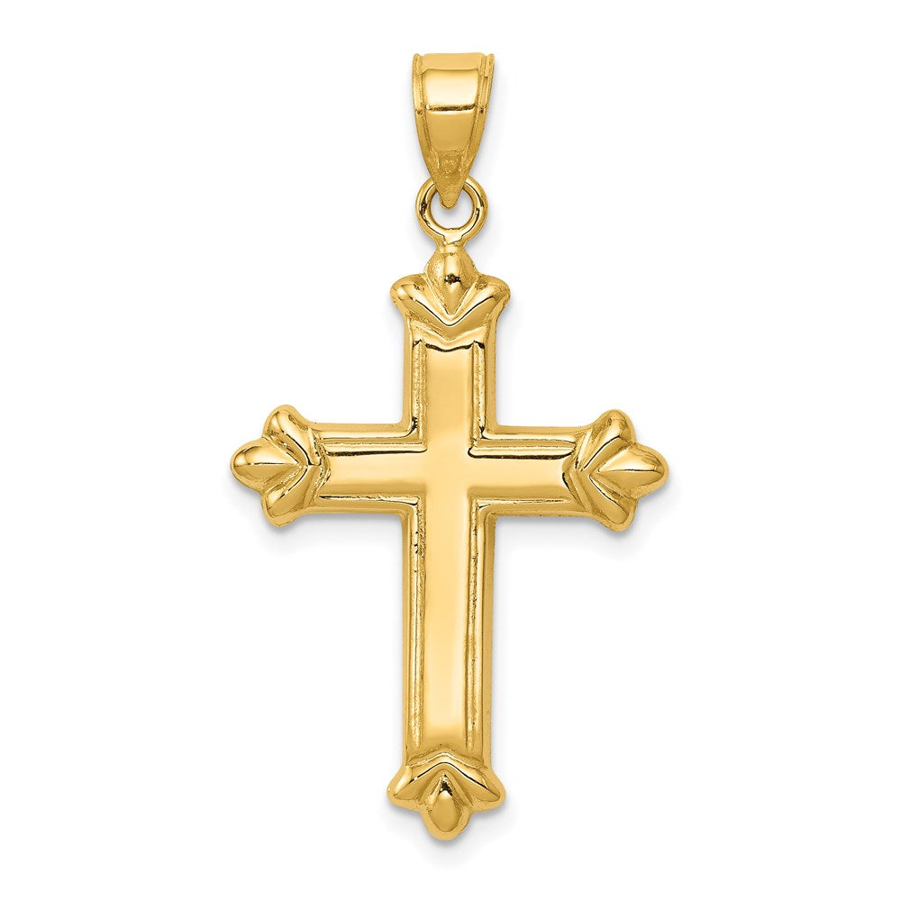 Reversible Diamond-cut Cross Pendant in 14k Yellow Gold