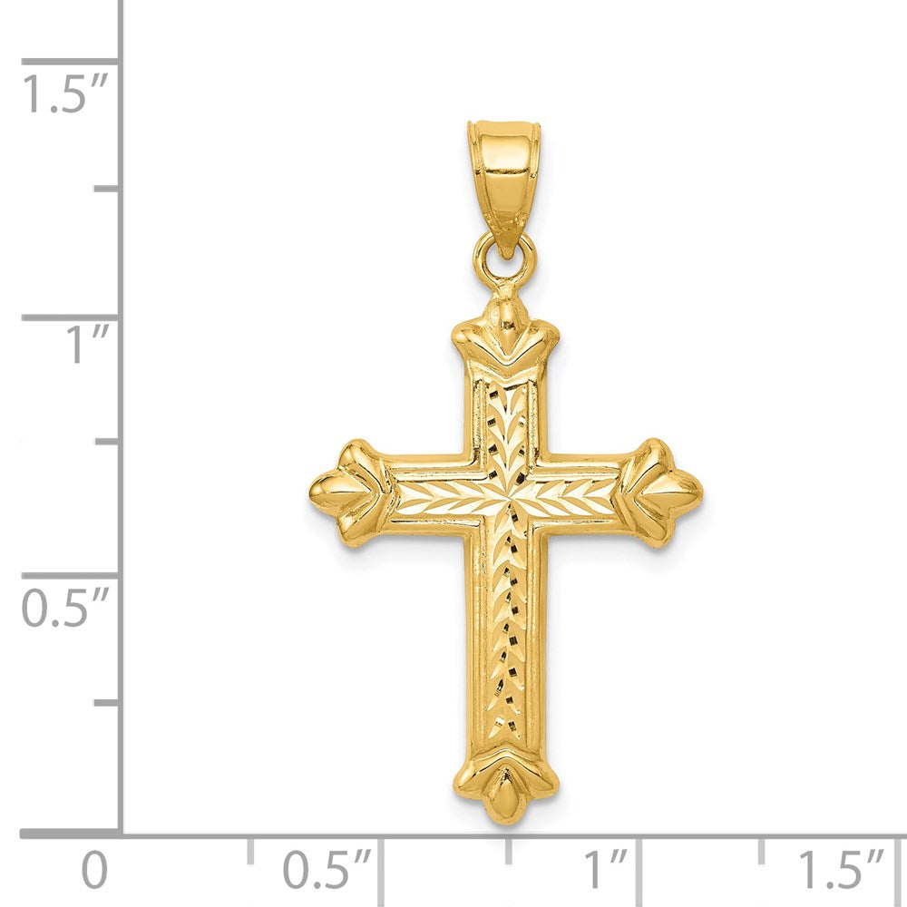 Reversible Diamond-cut Cross Pendant in 14k Yellow Gold