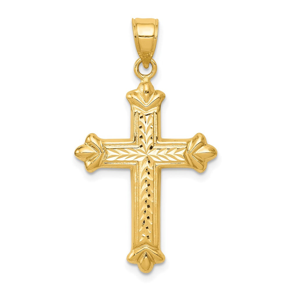 Reversible Diamond-cut Cross Pendant in 14k Yellow Gold