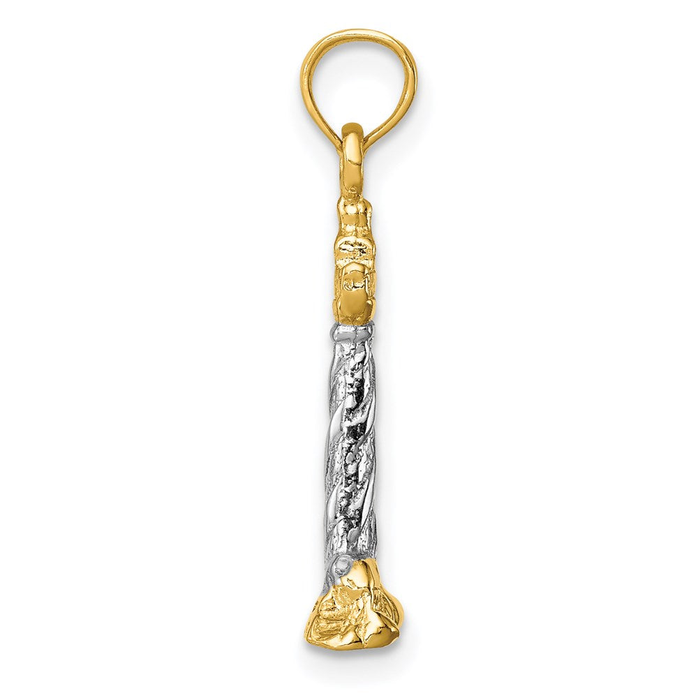 14k w/ Rhodium 3D St. Augustine Lighthouse Pendant in Rhodium-Plated 14k Yellow Gold