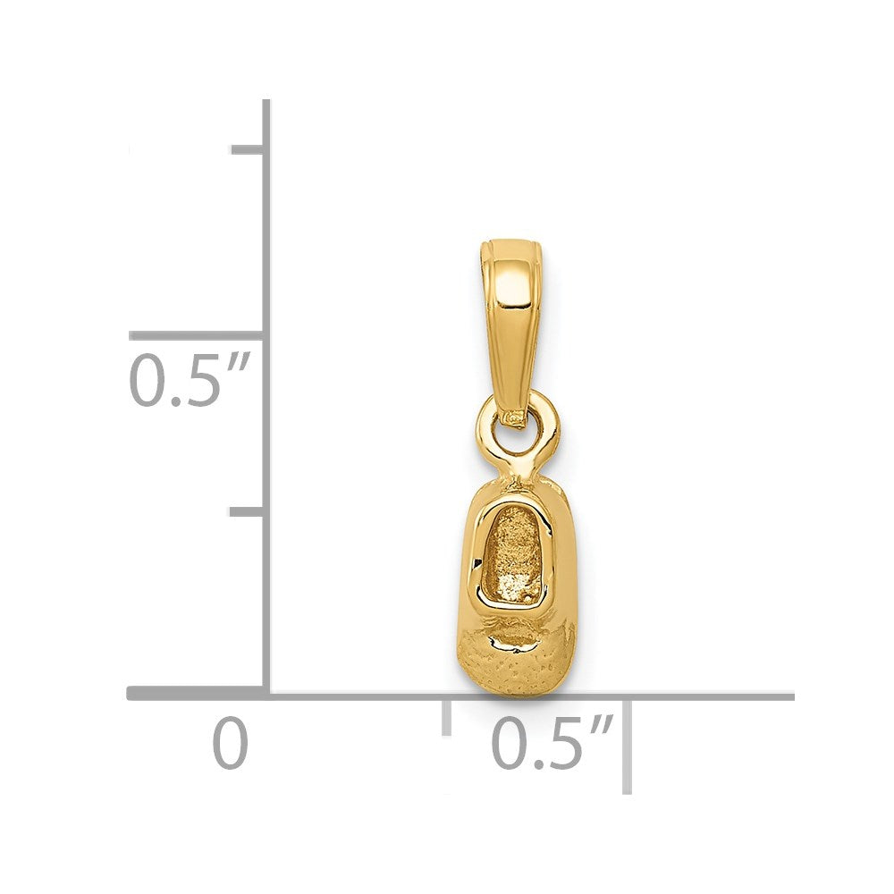 3D Baby Shoe Charm in 14k Yellow Gold