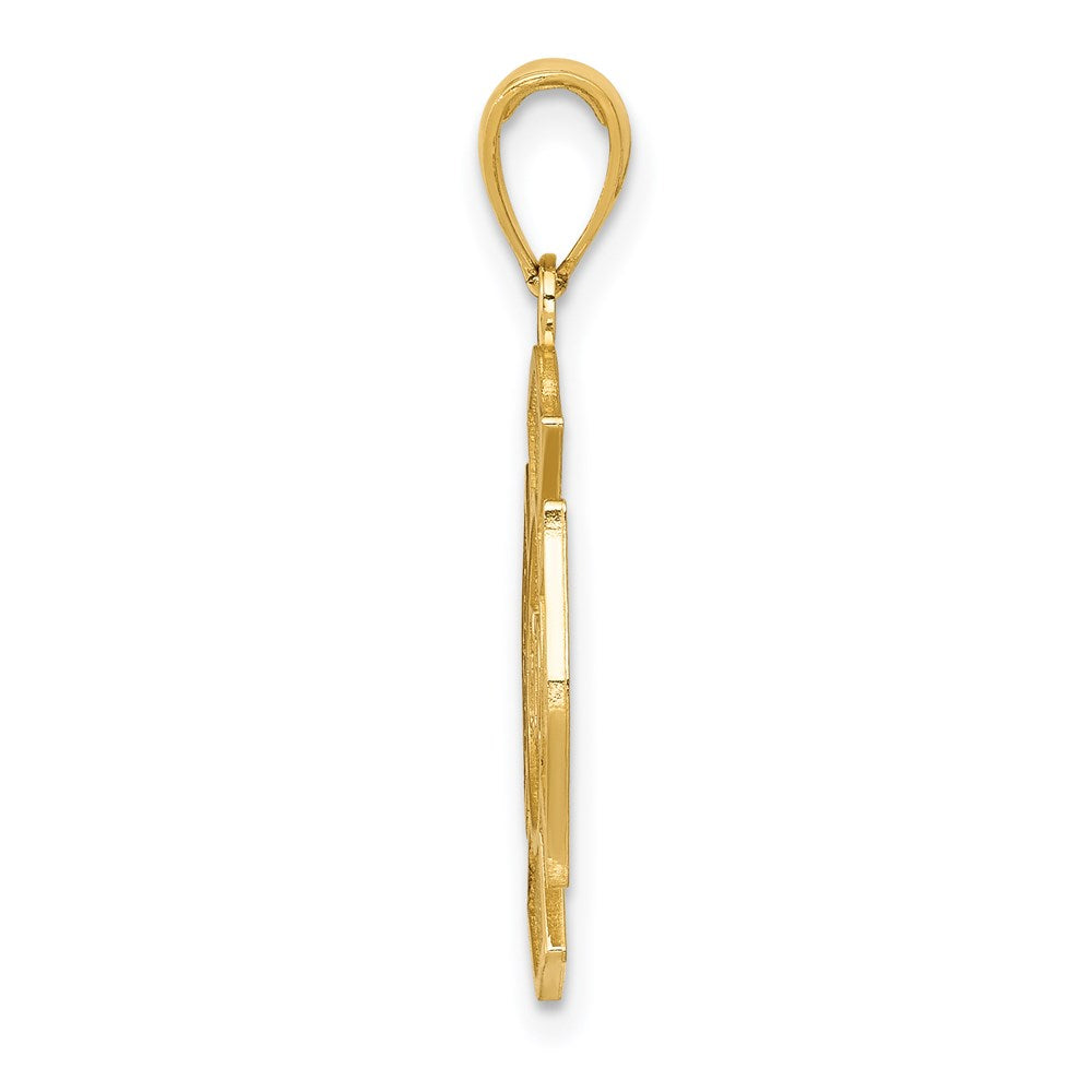 Fire Department FD Badge Pendant in 14k Yellow Gold