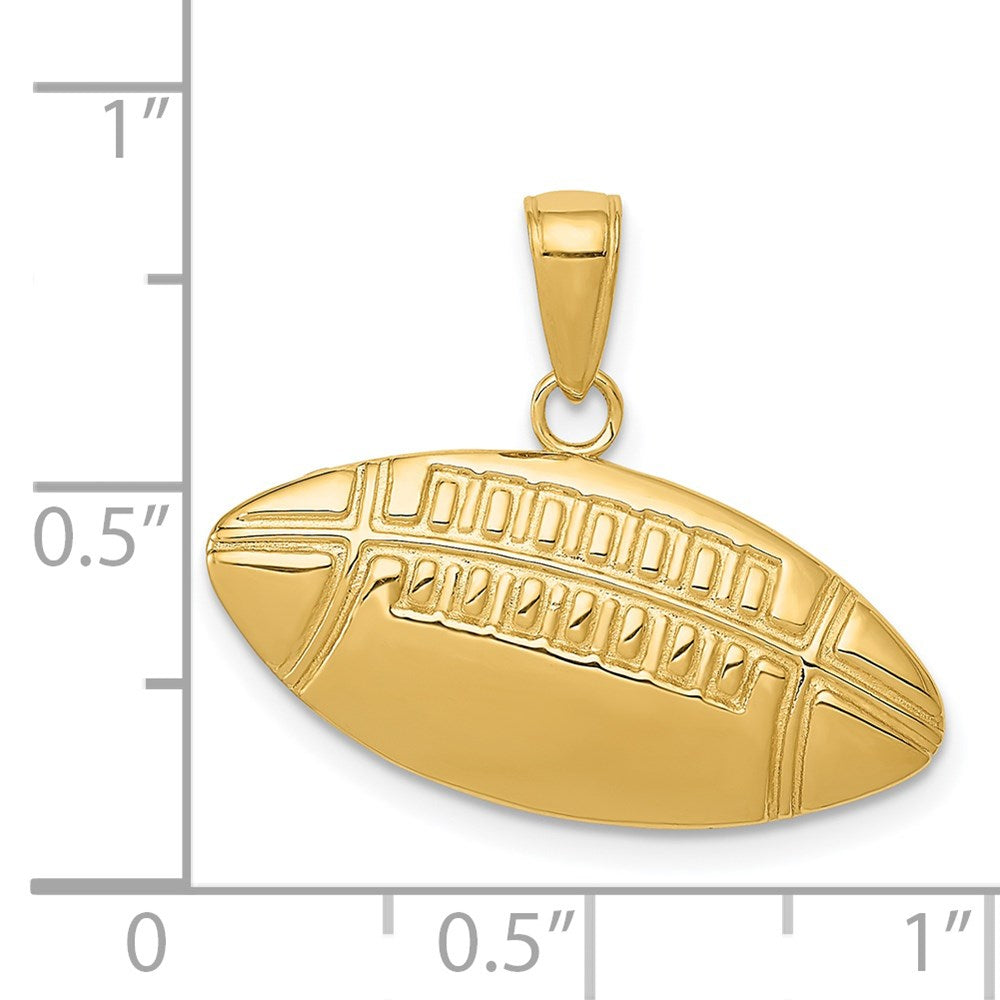 Polished Medium Football Charm in 14k Yellow Gold