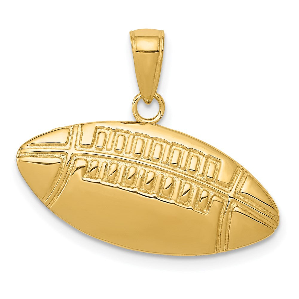Polished Medium Football Charm in 14k Yellow Gold