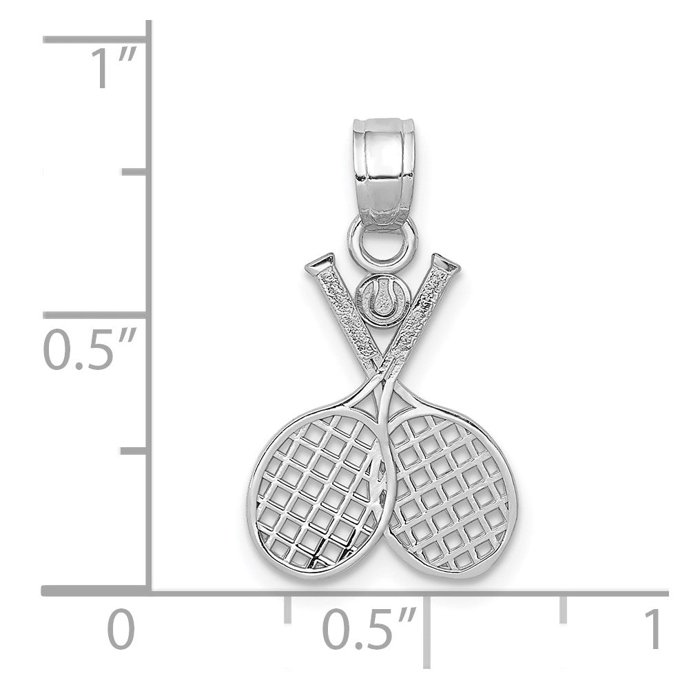 Double Tennis Racquet Charm in 14k White Gold