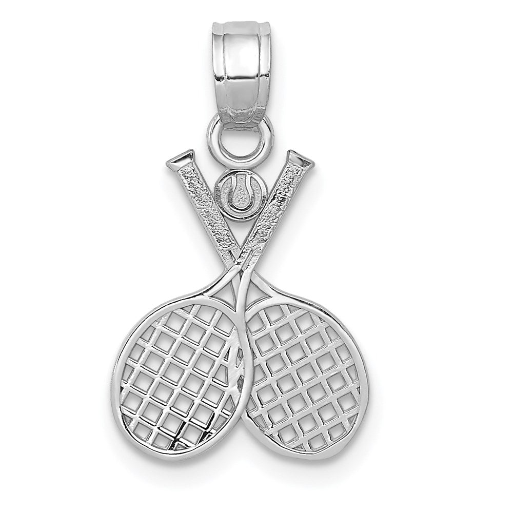 Double Tennis Racquet Charm in 14k White Gold