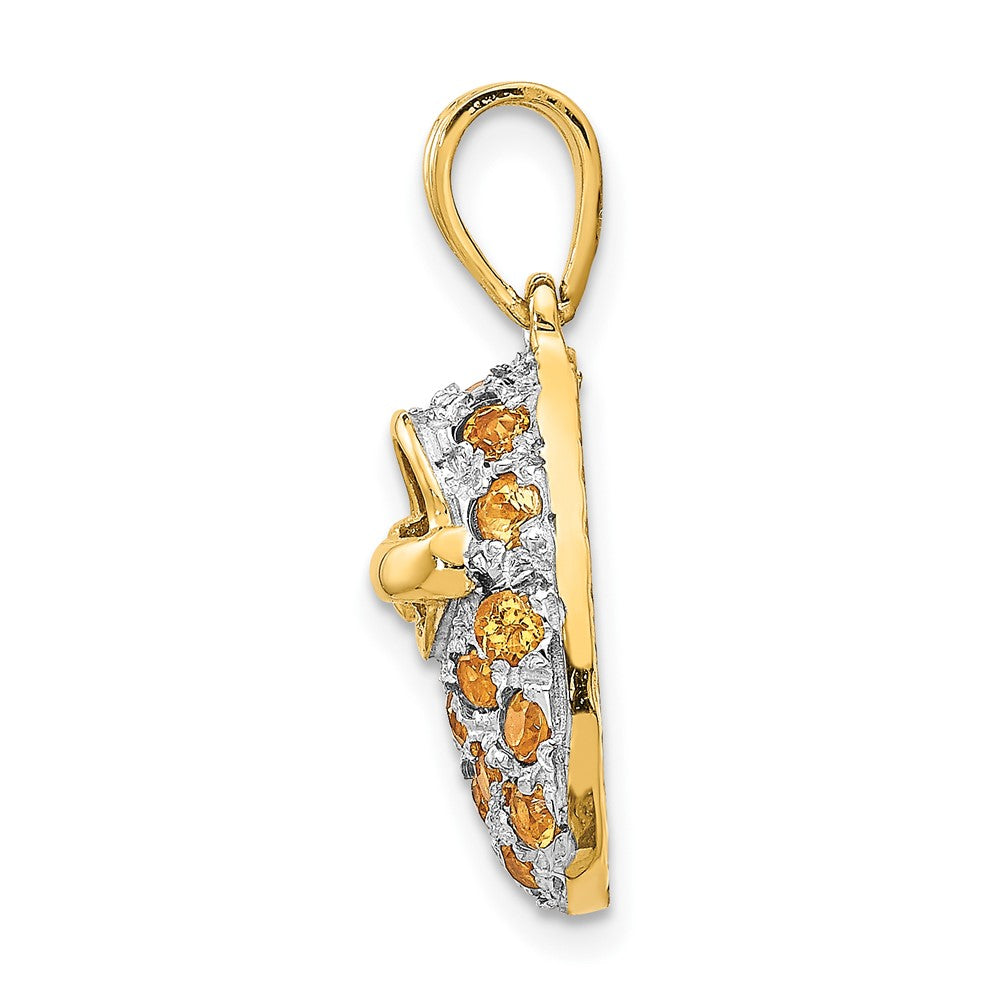 Prong-Set November/Citrine Baby Shoe Charm in Rhodium-Plated 14k Yellow Gold