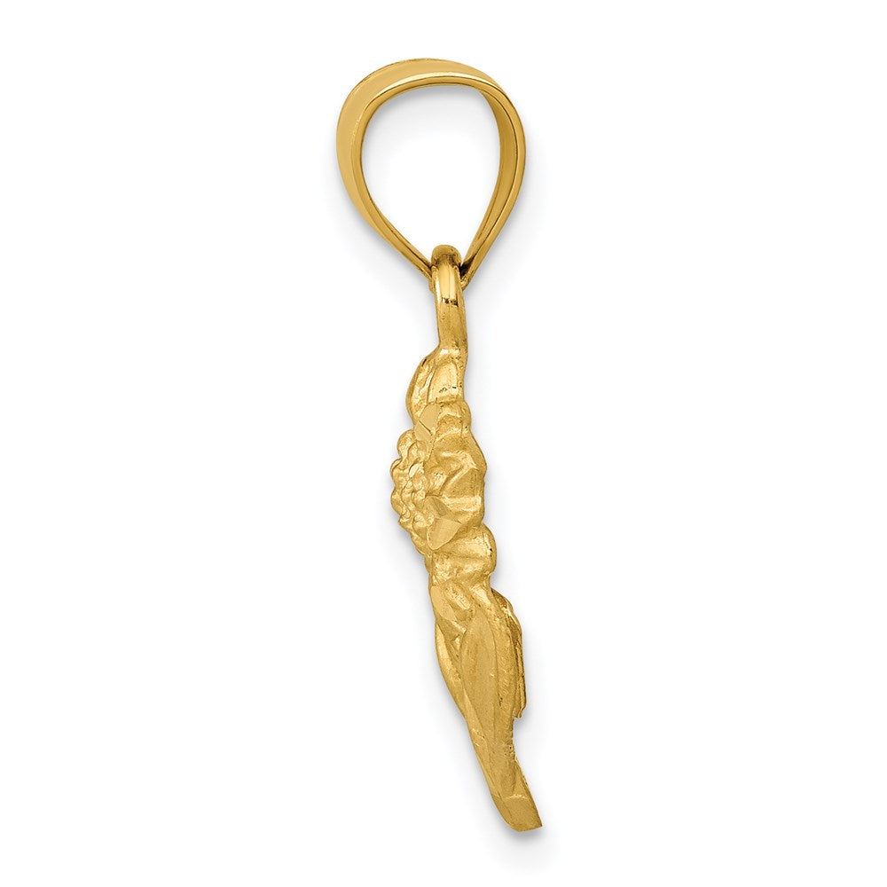 Satin Diamond-cut Sunflower Pendant in 14k Yellow Gold