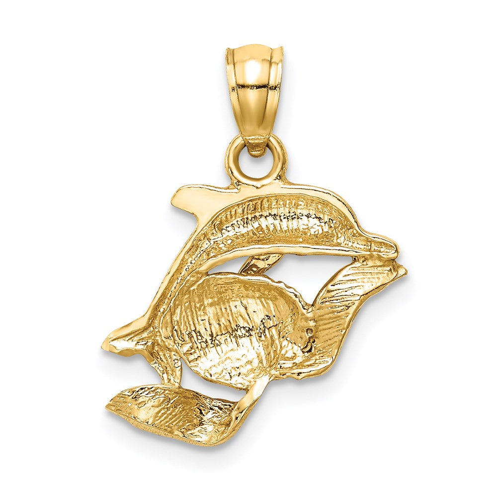 Dolphin Pair Pendant in 14k Yellow Gold