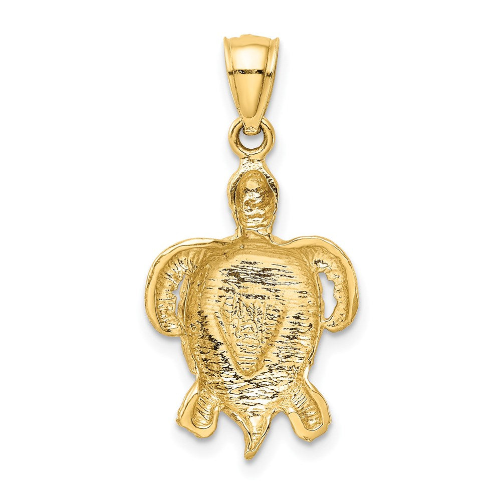 Polished Created Blue Opal Turtle Pendant in 14k Yellow Gold