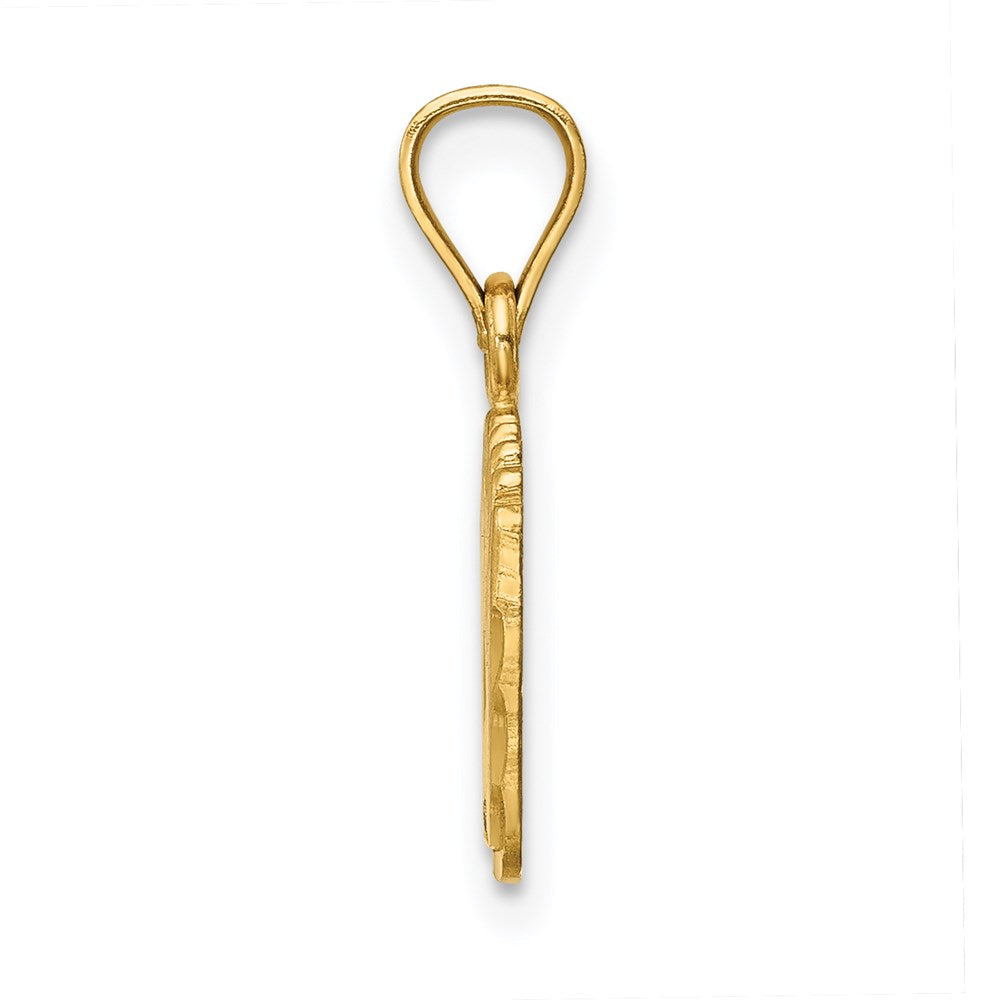 Satin Diamond-cut Footprints Pendant in 14k Yellow Gold