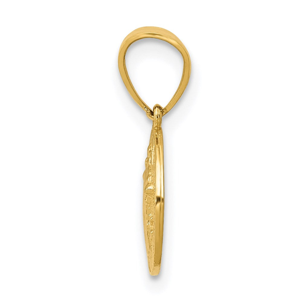 San Benito 2 Sided Round Small Pendant in 14k Yellow Gold