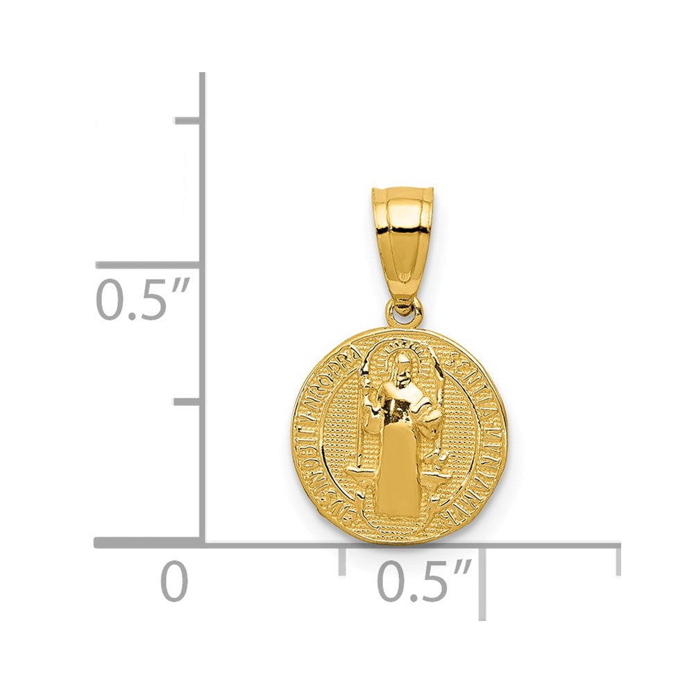 San Benito 2 Sided Round Small Pendant in 14k Yellow Gold
