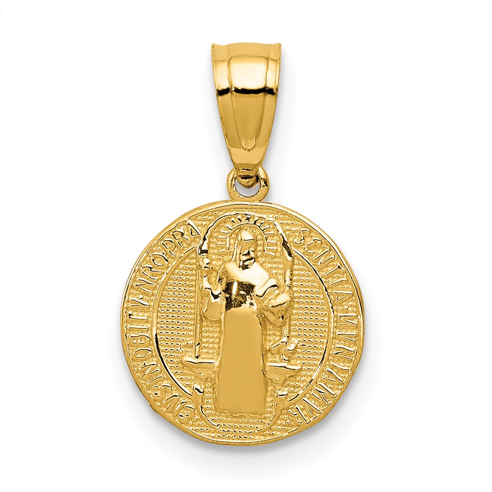 San Benito 2 Sided Round Small Pendant in 14k Yellow Gold