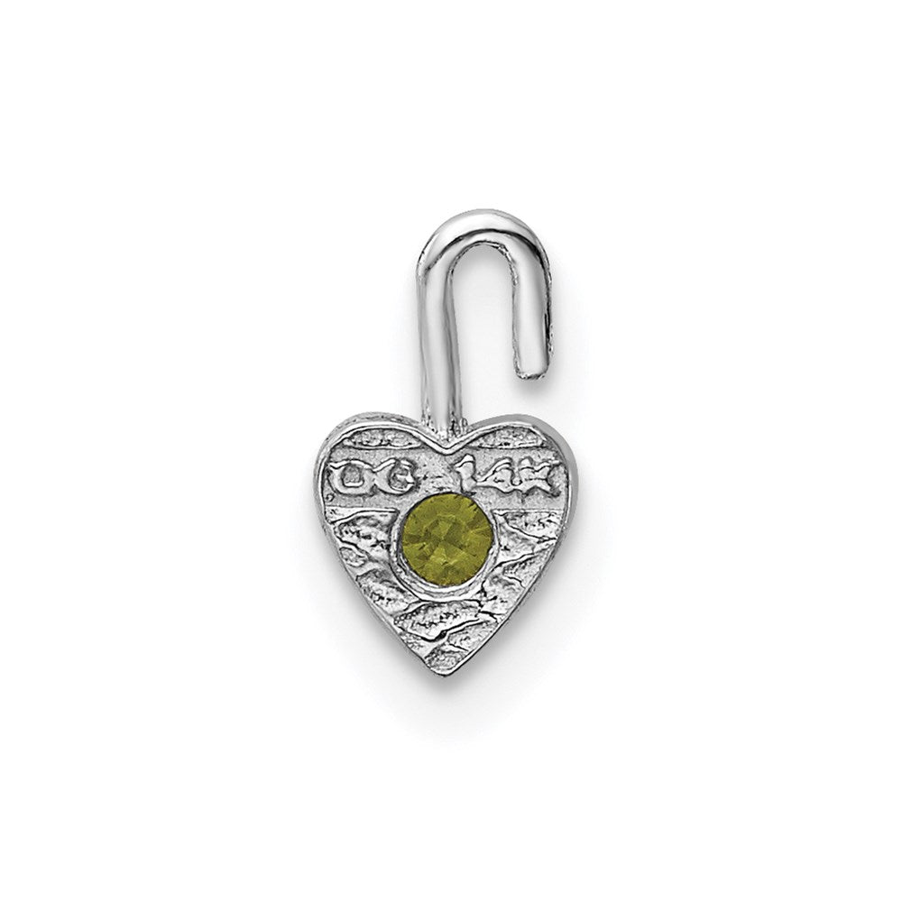 August Synthetic Birthstone Heart Charm in 14k White Gold