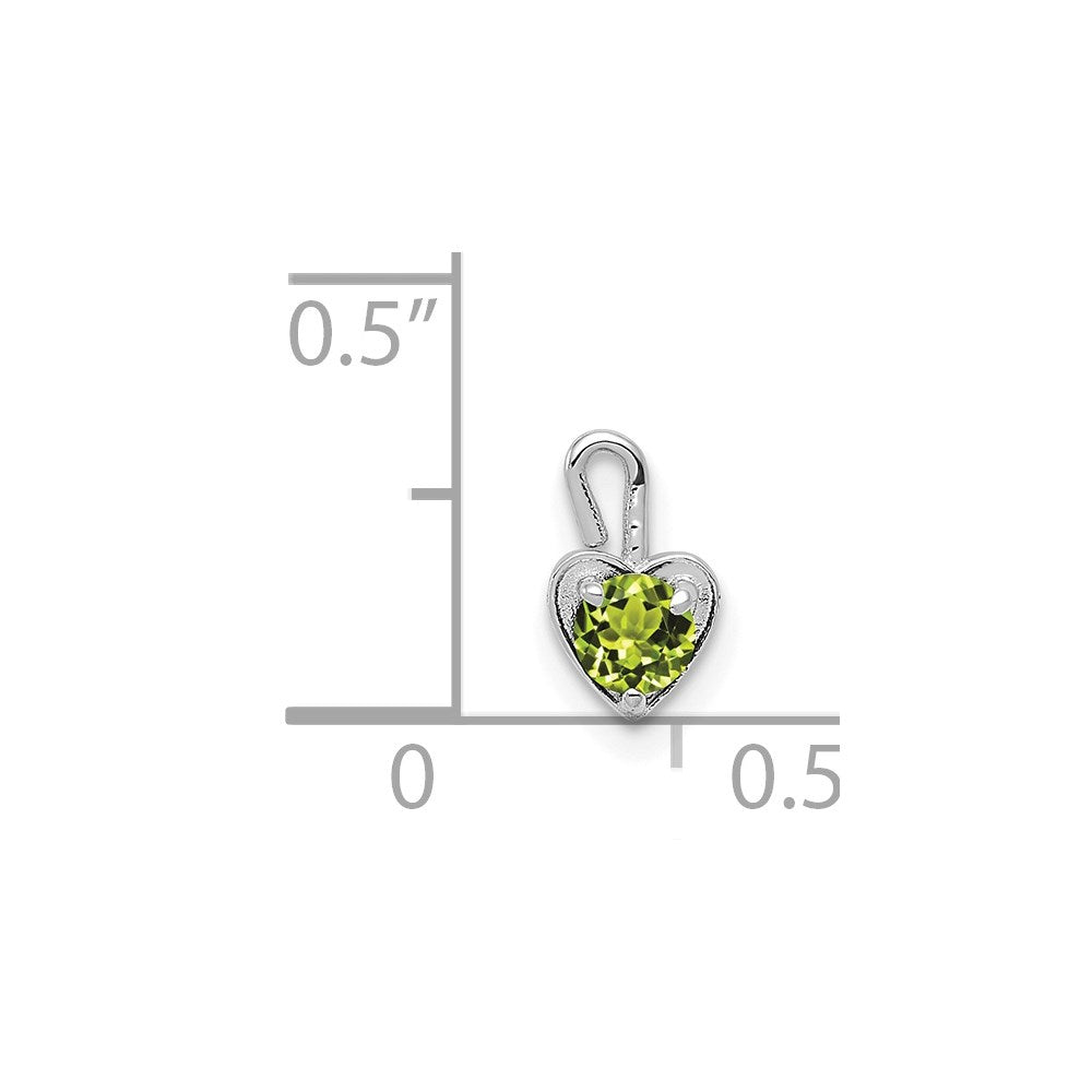 August Synthetic Birthstone Heart Charm in 14k White Gold