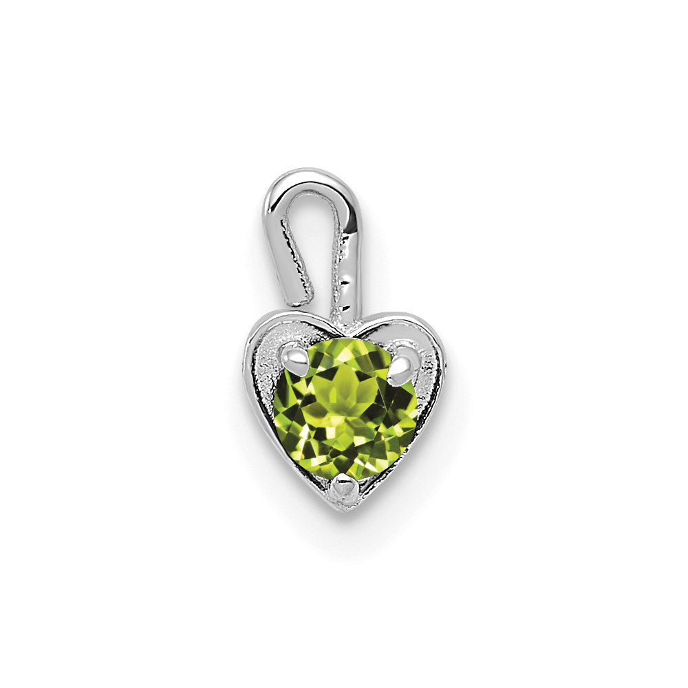 August Synthetic Birthstone Heart Charm in 14k White Gold