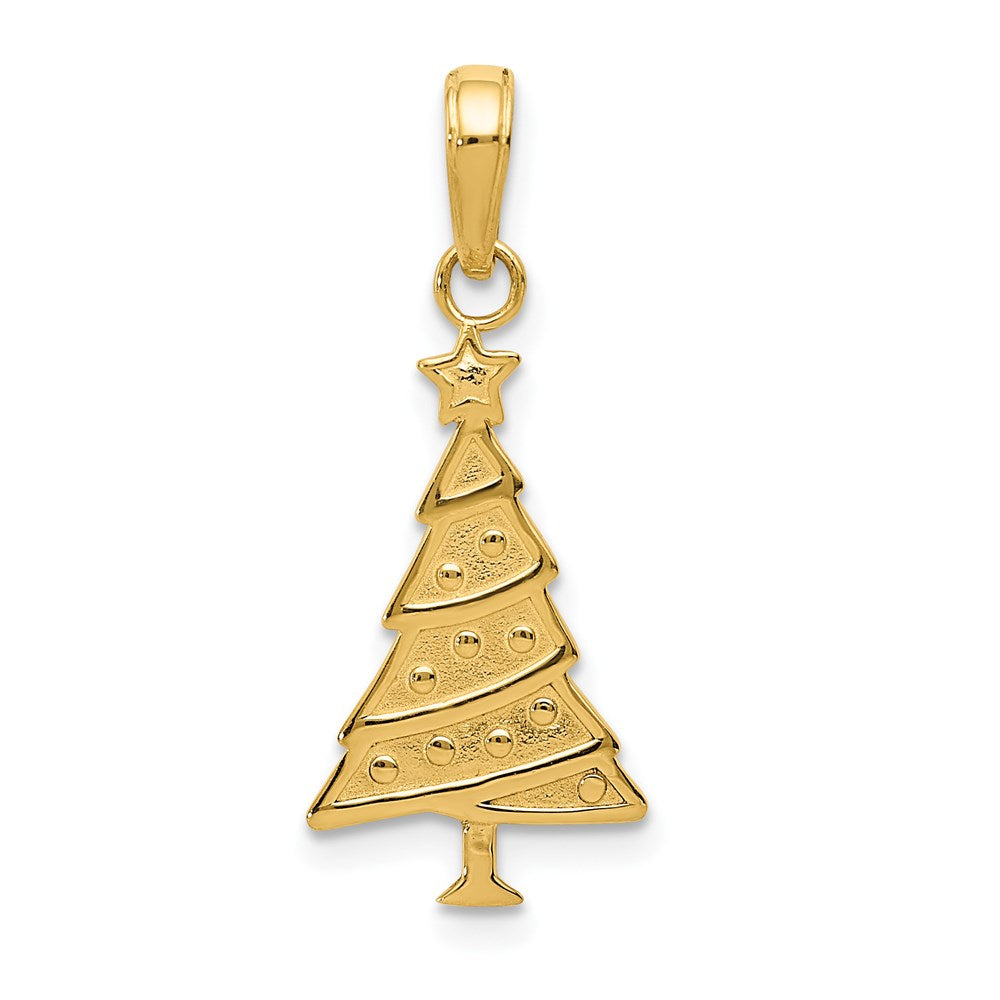 Polished Christmas Tree Pendant in 14k Yellow Gold