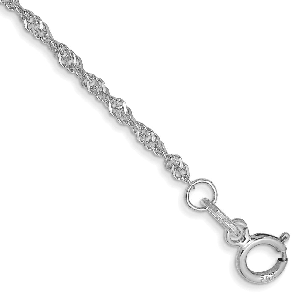 10-inch 1.4mm Singapore with Spring Ring Clasp Anklet in 14k White Gold