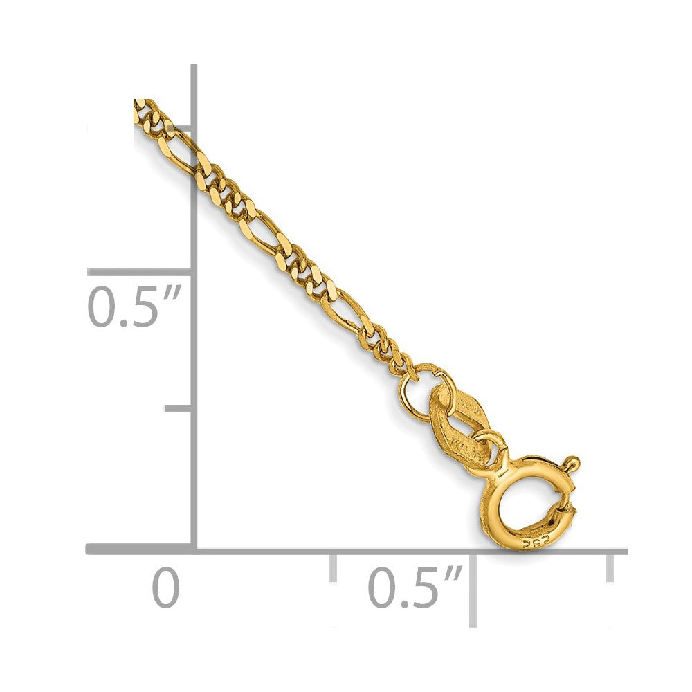 7-inch 1.25mm Flat Figaro with Spring Pendant Ring Pendant Bracelet in 14k Yellow Gold