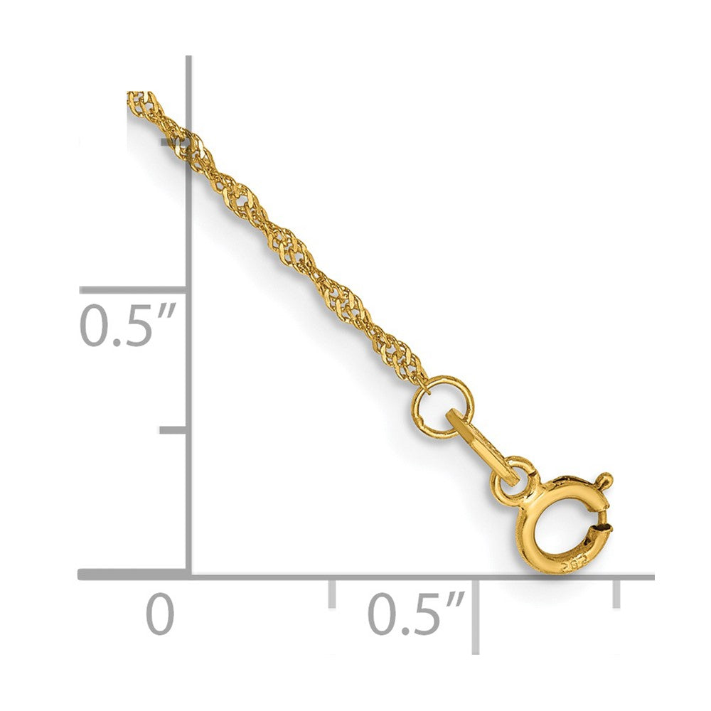 9-inch 1.10mm Singapore with Spring Ring Clasp Anklet in 14k Yellow Gold