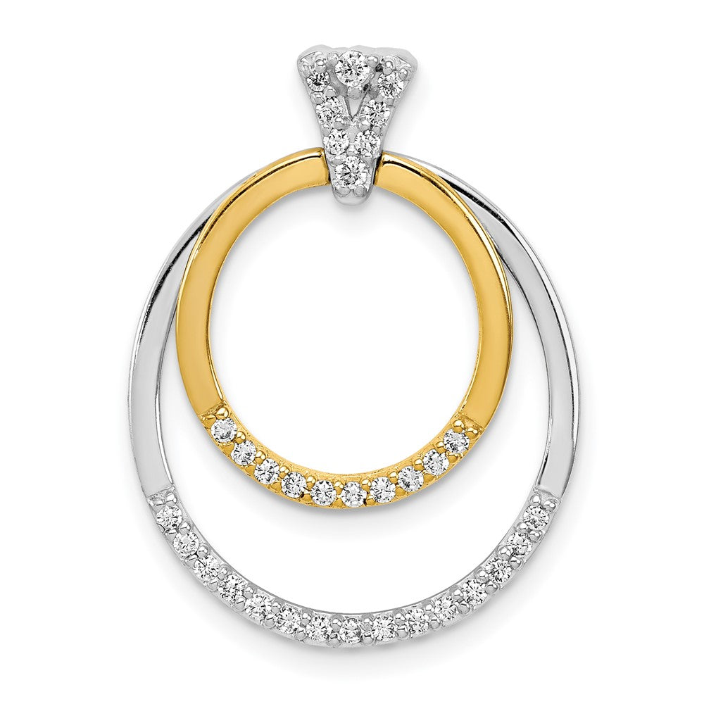 Two-Tone Lab Grown Diamond VS/SI FGH Fancy Circle Pendant in 14k Yellow & White Gold