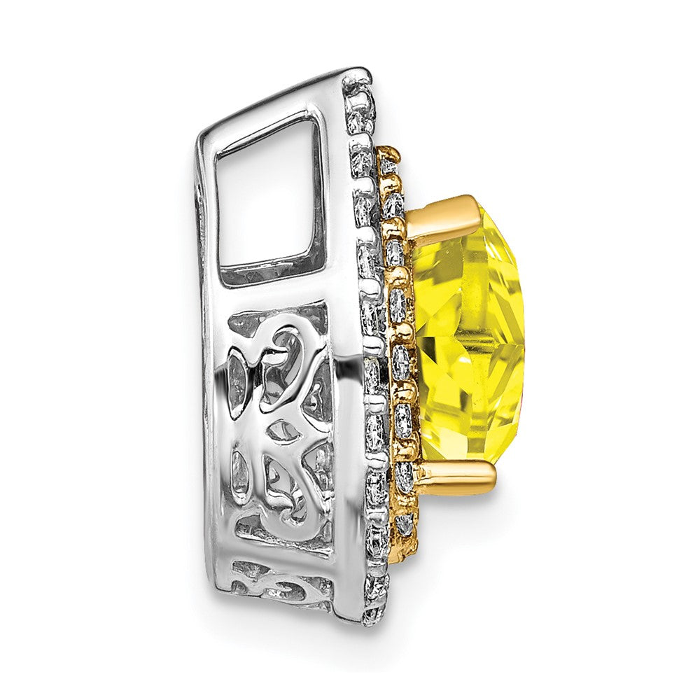 Two-Tone Lab Grown VS/SI FGH Diamond & Created Yellow Sapphire Pendant in 14k Yellow & White Gold