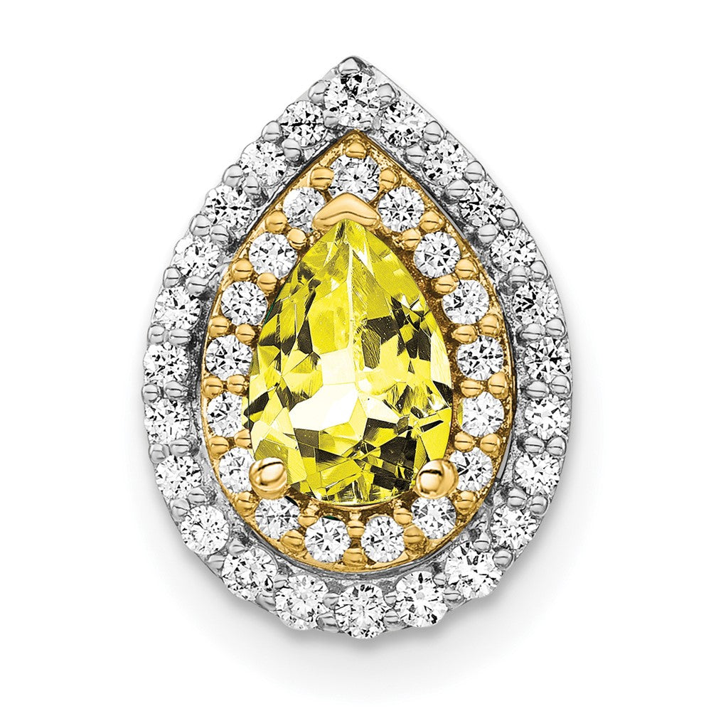Two-Tone Lab Grown VS/SI FGH Diamond & Created Yellow Sapphire Pendant in 14k Yellow & White Gold