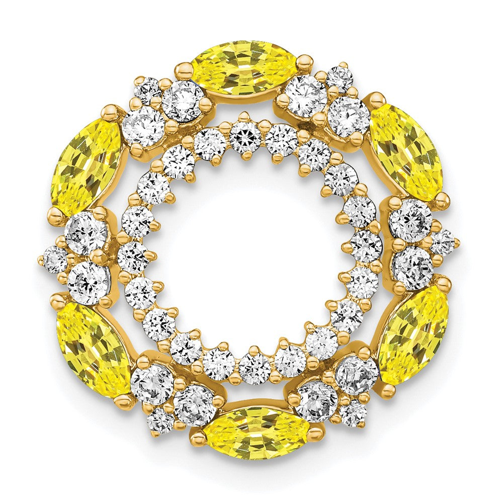 Lab Grown VS/SI FGH Diamond & Created Yellow Sapphire Pendant in 14k Yellow Gold